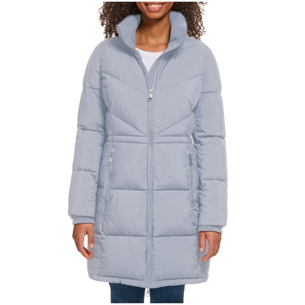 NWT Calvin Klein Ladies GREY Long Puffer Women's Size SMALL Coat jacket